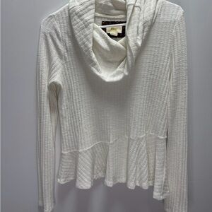 Maeve By Anthropologie Addie Ruffle Hacci Pullover Cowl Neck Sweater Size Small